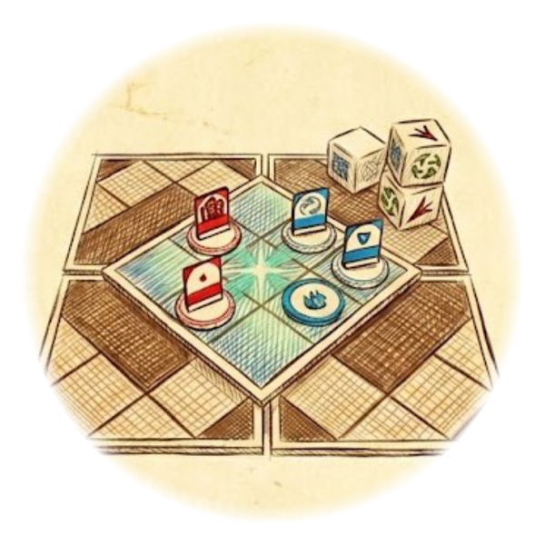 Claiming the Vitae Potentia A detailed sketch of a glowing font tile with character standees fighting for control of the resource.
